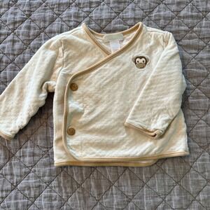 Janie and Jack Quilted Monkey Wrap Top Kimono Baby 12 18 Months Organic Cotton